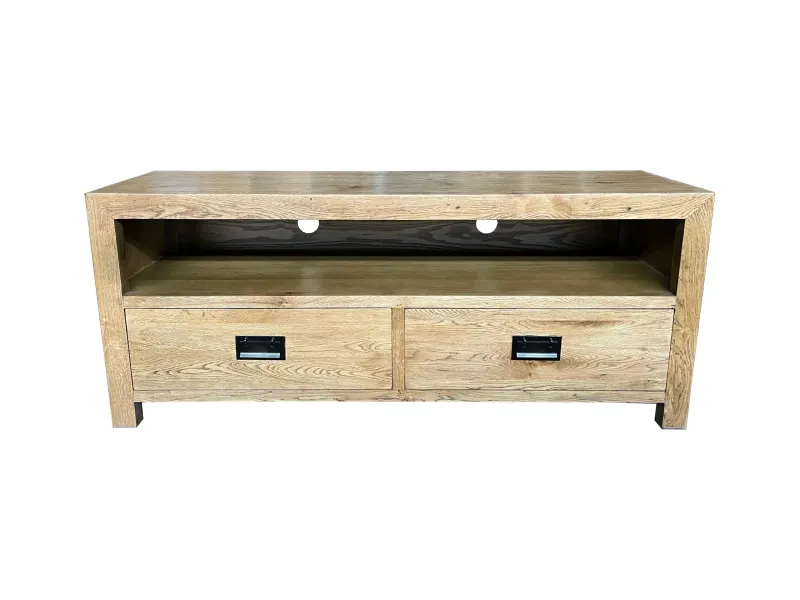 MF Solid Oak Timber 2 Drawer Entertainment Unit