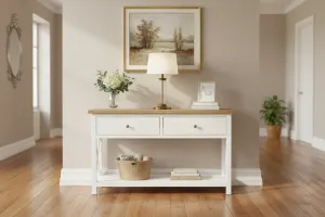 VI Shellwood Solid Timber 2 Drawer Console Table thumbnail 3