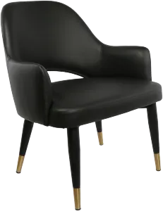 FL BonBon Vinyl Upholstered Black Metal Legs Brass Tips Hospitality Chair thumbnail 5
