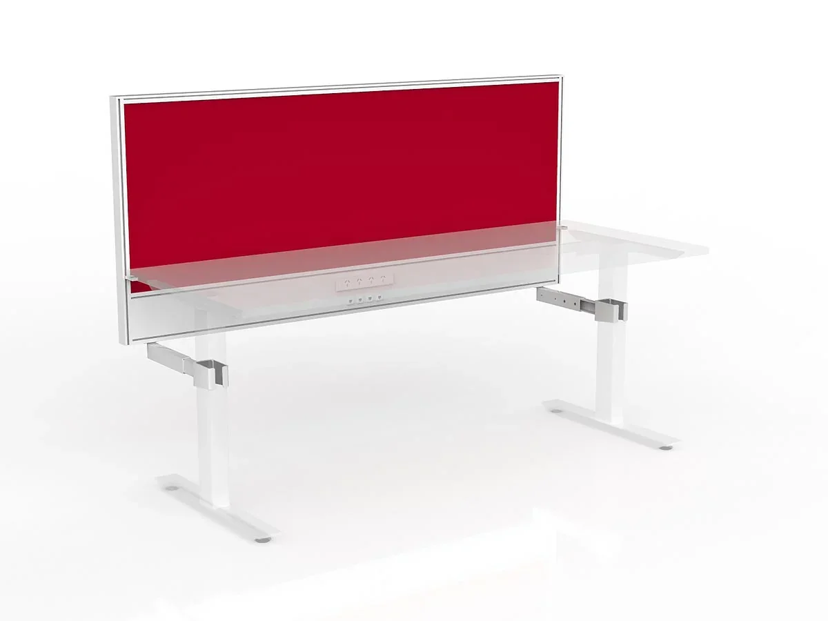 OL Studio Screen with Ducting for Agile Individual Desk – Breath Fabric with Black Frame