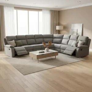 EL Rossie Fabric Upholstered 6 Seater Corner Recliners Lounge Suite thumbnail 4