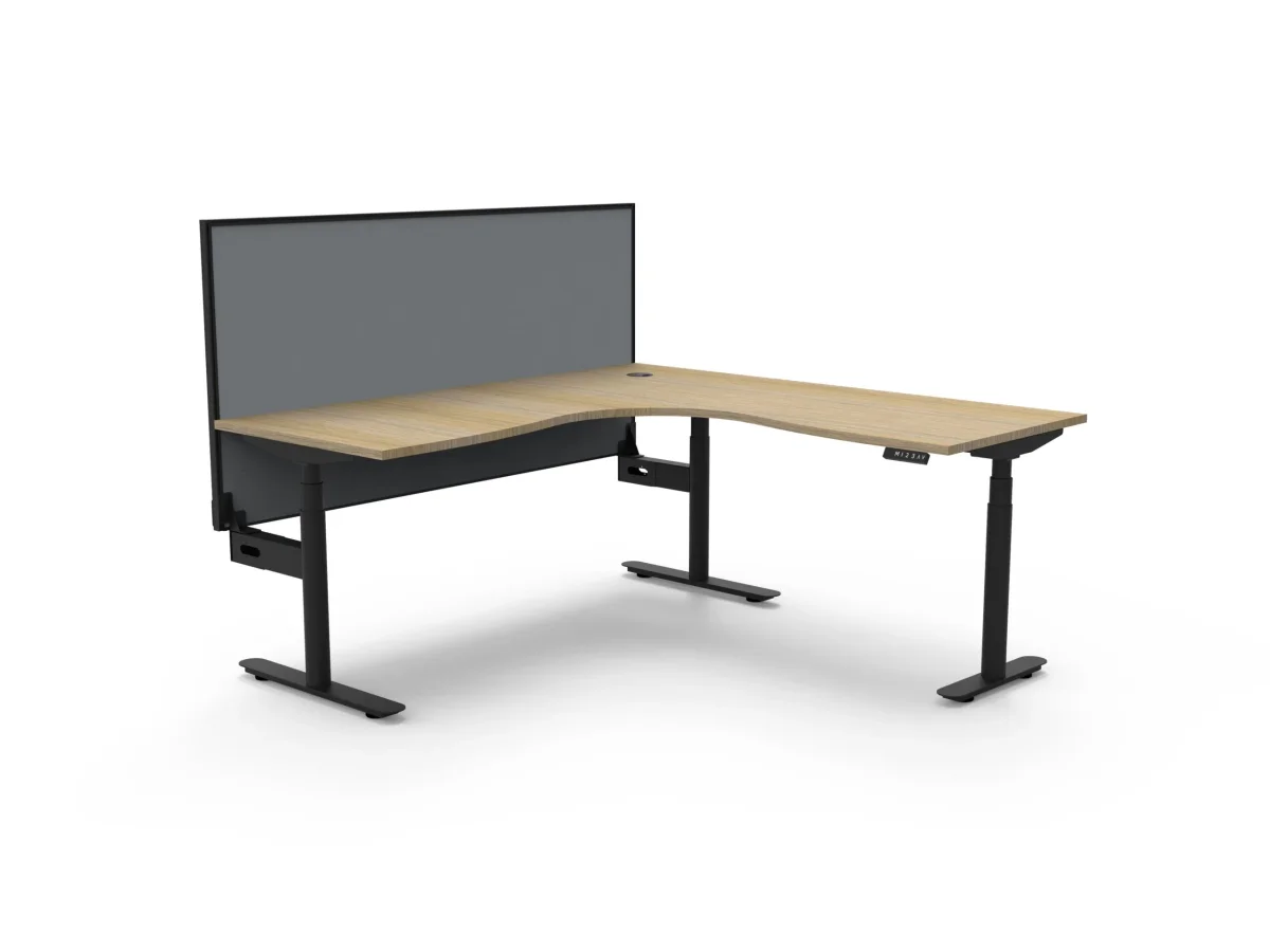 RL Halo Plus Motorized Height Adjustable Corner Workstation with SHUSH30 Screen