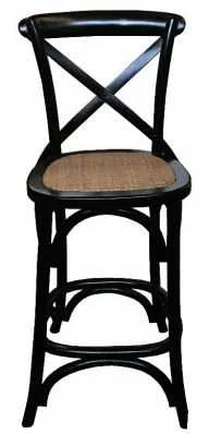 MF Crossback Solid Timber Rattan Barstool 76cm Seat Height