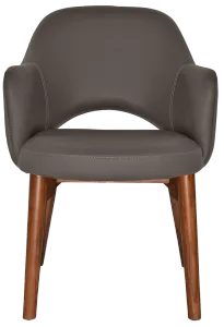 EZ Albury Solid Timber Walnut Stained Upholstered Hospitality Dining Armchair thumbnail 15