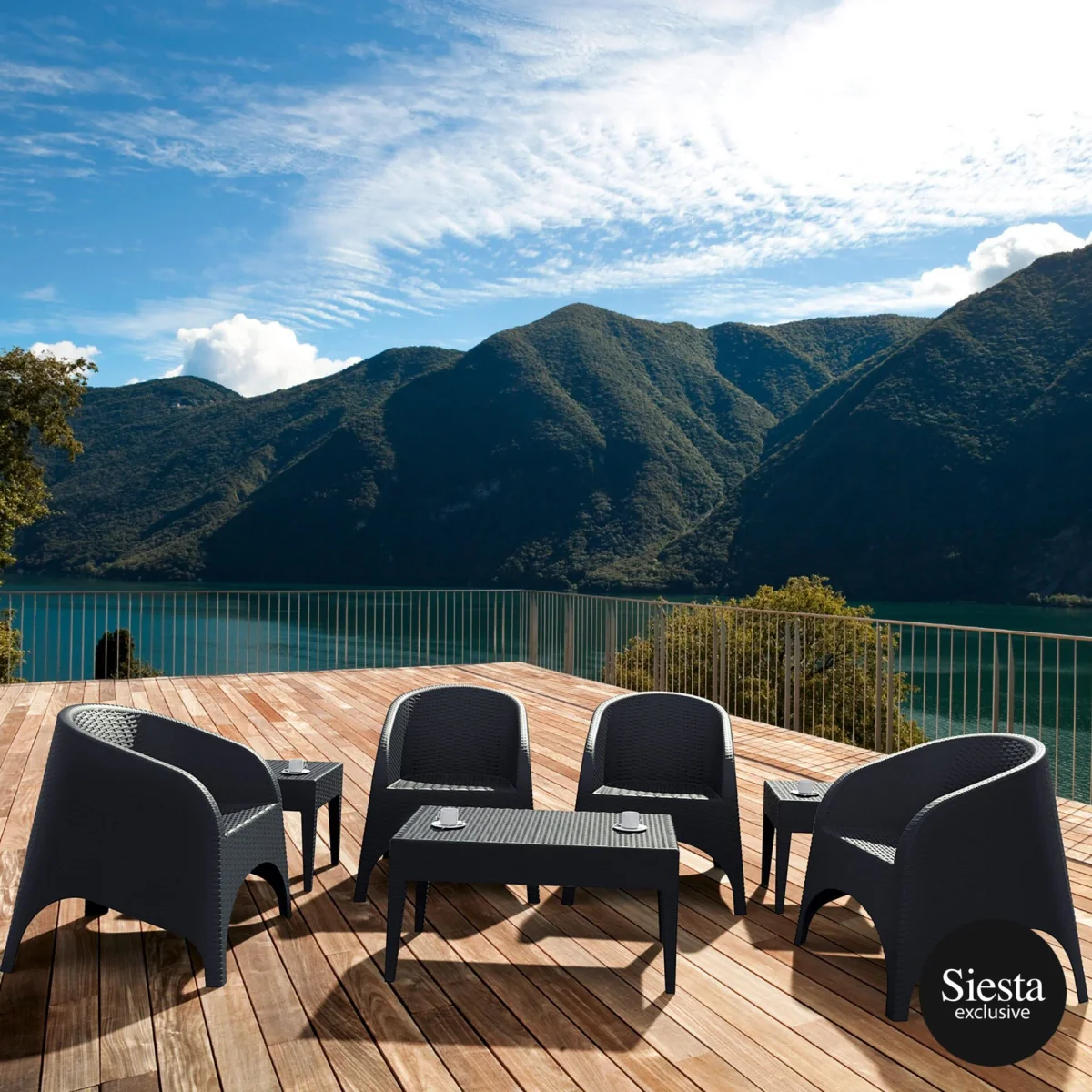 FL 7 Piece Resin Rattan Pool Side Setting with Aruba Tub Chair