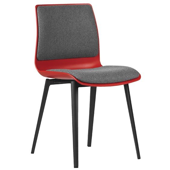 ST Pod Black Metal Leg Upholstered Red Plastic Shell Hospitality Chair