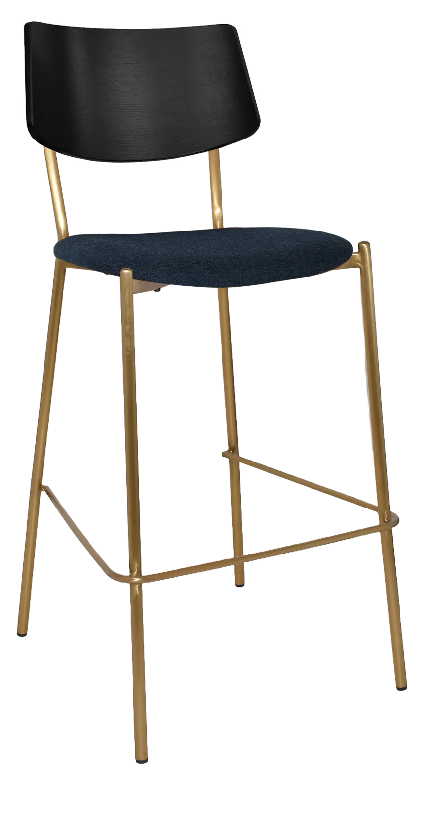 EZ Texas Brass Leg Barstool with Black Veneer Back