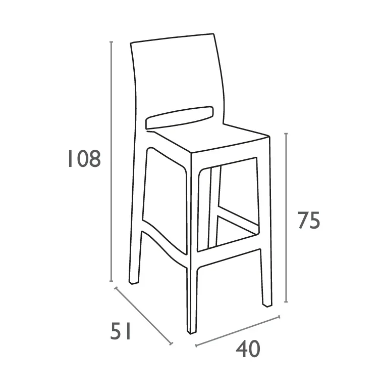 FL Jamaica Hospitality Outdoor Stackable Bar Stool thumbnail 4