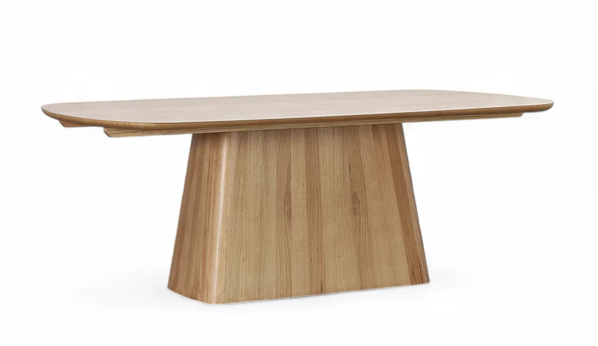 MD Elegant Solid Timber Base Natural Stone Top 2.4 Meter Dining Table