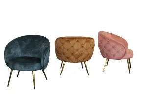 BT York Accent Chair - Diamond Tufted, Blush, Gold & Floral Deluxe Velvet thumbnail 3
