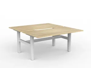 OL Agile Fixed Height Shared Desk – Oak Top with White Frame thumbnail 10