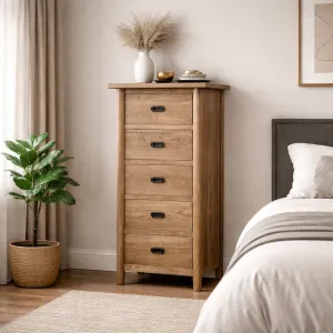MF Tiffany Solid Timber 5 Drawer Skinny Tallboy thumbnail 2