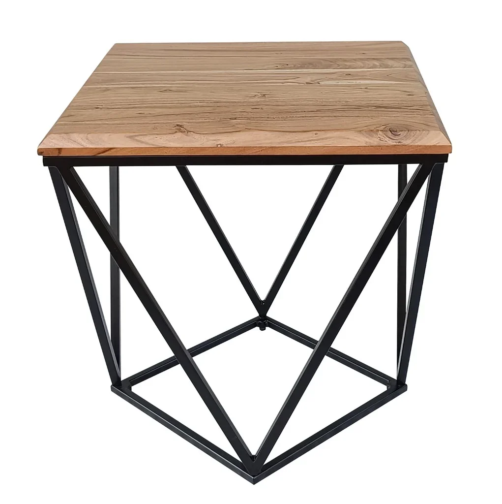 VI Quad Solid Timber Metal Legs Square Lamp Table