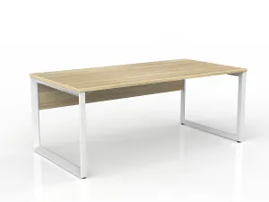 OL Anvil Straight Desk with Modesty – Oak Top with White Frame thumbnail 8