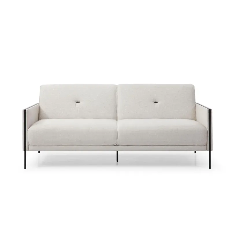 HE Yasir PU Leather Upholstered Metal Leg 3 Seater Sofa Bed