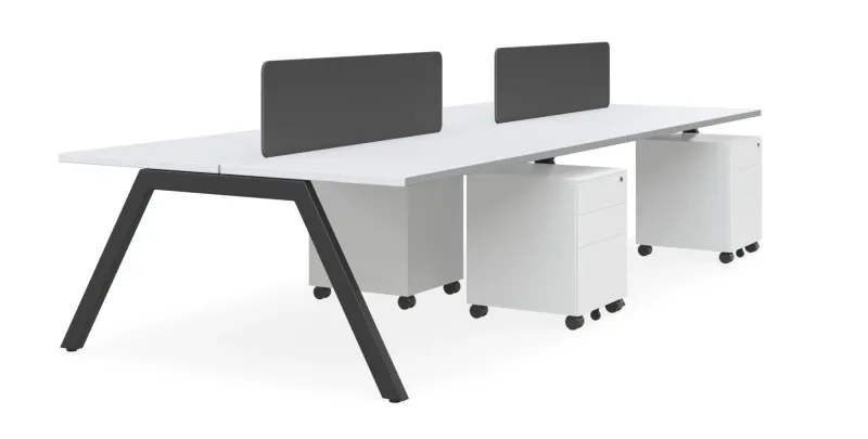 DD Vista Double Sided Workstation For 4 Person with Optic Screen