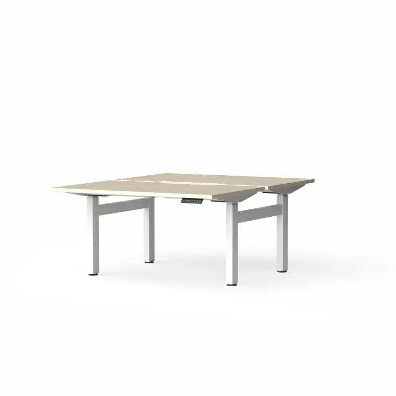 OL Klass Electric Height Adjustable Share Desk - New Oak Ravine Top White Fame