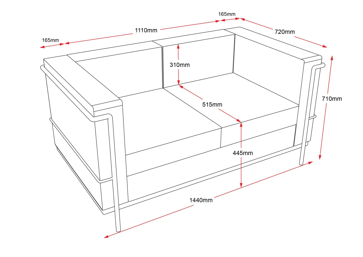 RL Space PU Upholstered 2 Seater Lounge