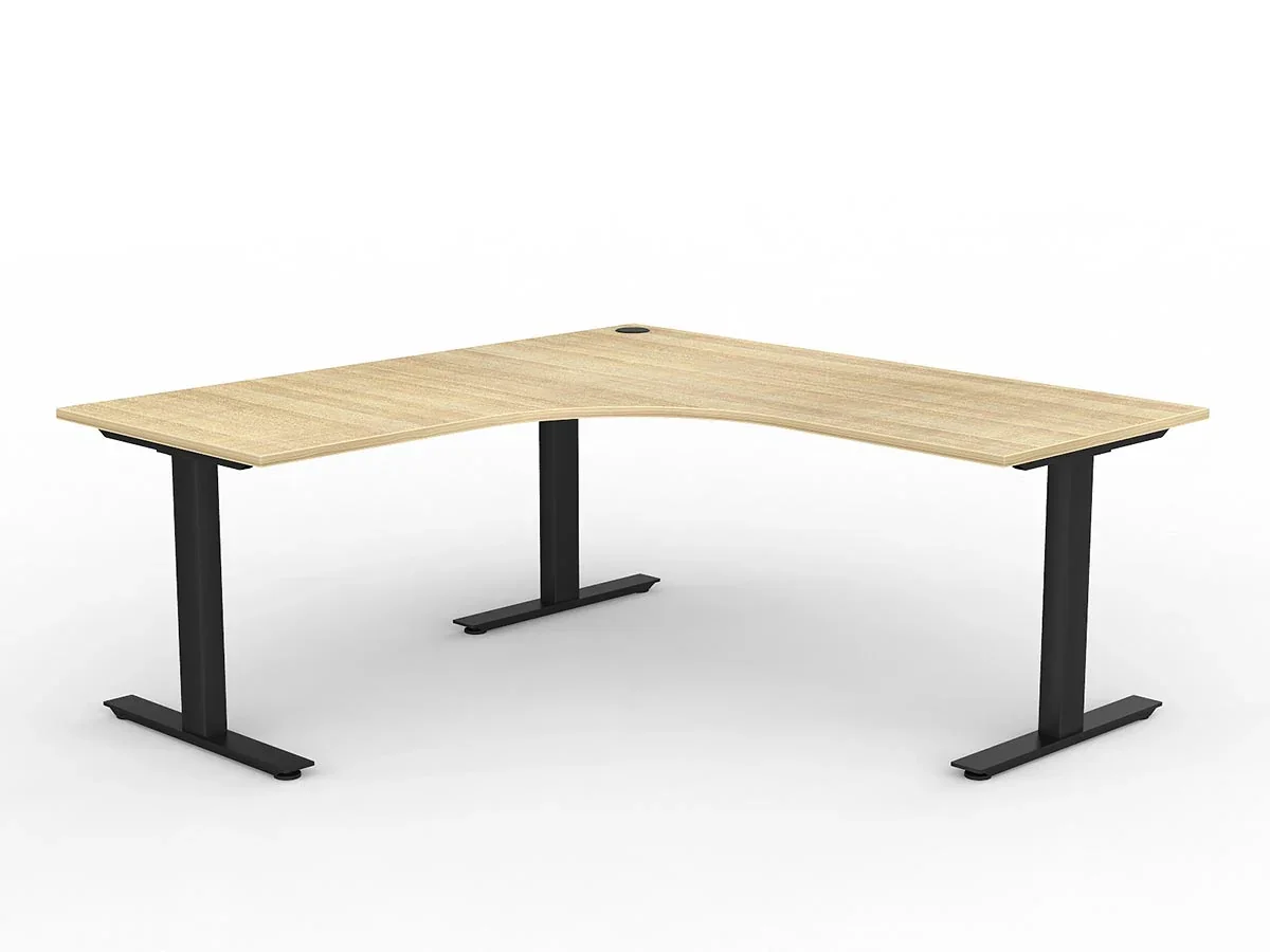 OL Agile 90° Fixed Height Corner Desk – Oak