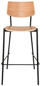EZ Texas Black Metal Leg Barstool with Natural Veneer Back thumbnail 4