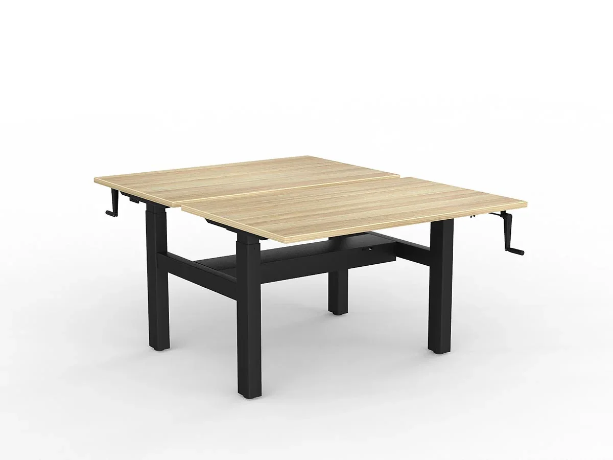 OL Agile Winder Height Adjustable Shared Desk – Oak Top with Black Frame