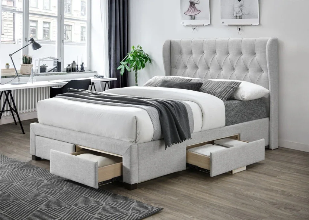 VI Chanelle Fabric Uphostered 4 Drawer Bed