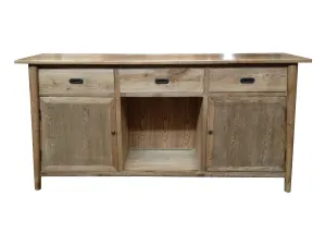 MF Tiffany Solid Timber 3 Drawer 2 Door Sideboard with Bottle Rack thumbnail 2