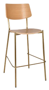 EZ Texas Brass Leg Barstool with Natural Veneer Back thumbnail 1