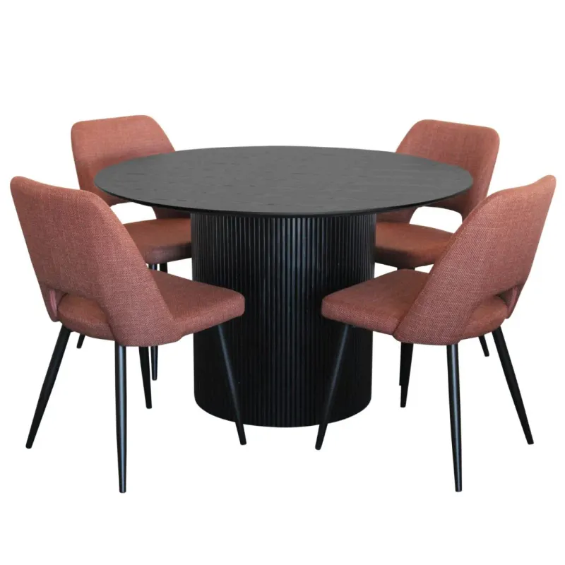BT Miami 120cm Diameter Timber Round Dining Table with 4 Zara Chair Set