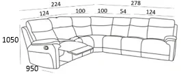 EL Rossie Fabric Upholstered 6 Seater Corner Recliners Lounge Suite