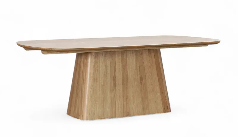 MD Elegant Solid Timber Base Natural Stone Top 2.1 Meter Dining Table