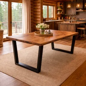 MF Cabin Solid Timber Top Metal Framed Dining Table thumbnail 2