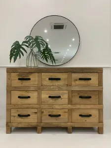 MF Industrial Iron Solid Timber 9 Drawer Sideboard thumbnail 5