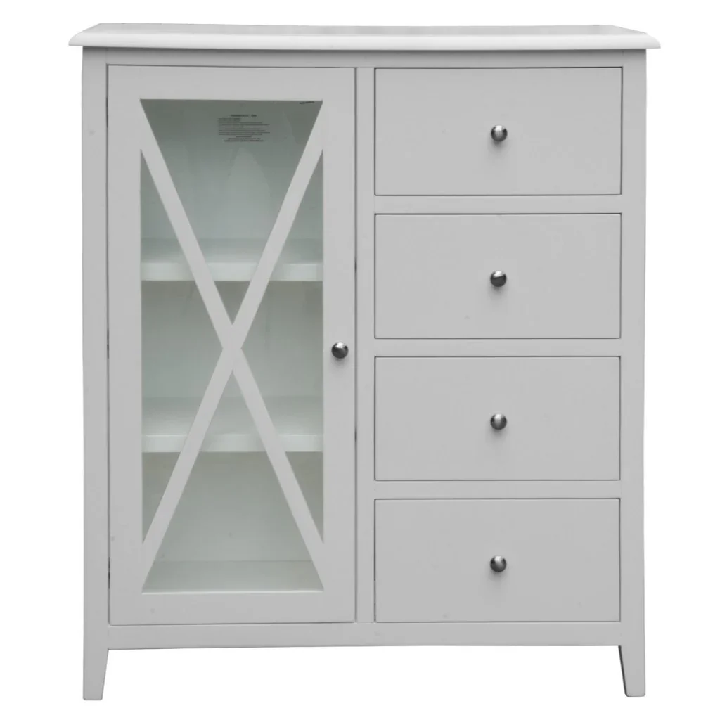 VI Hamilton Solid Timber 4 Drawer 1 Glass Door Tallboy