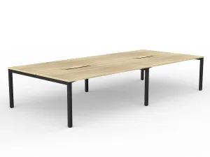 OL Axis 4-User Double Sided Workspace – Oak Top with Black Frame thumbnail 1