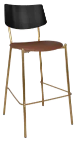 EZ Texas Brass Leg Barstool with Black Veneer Back thumbnail 6