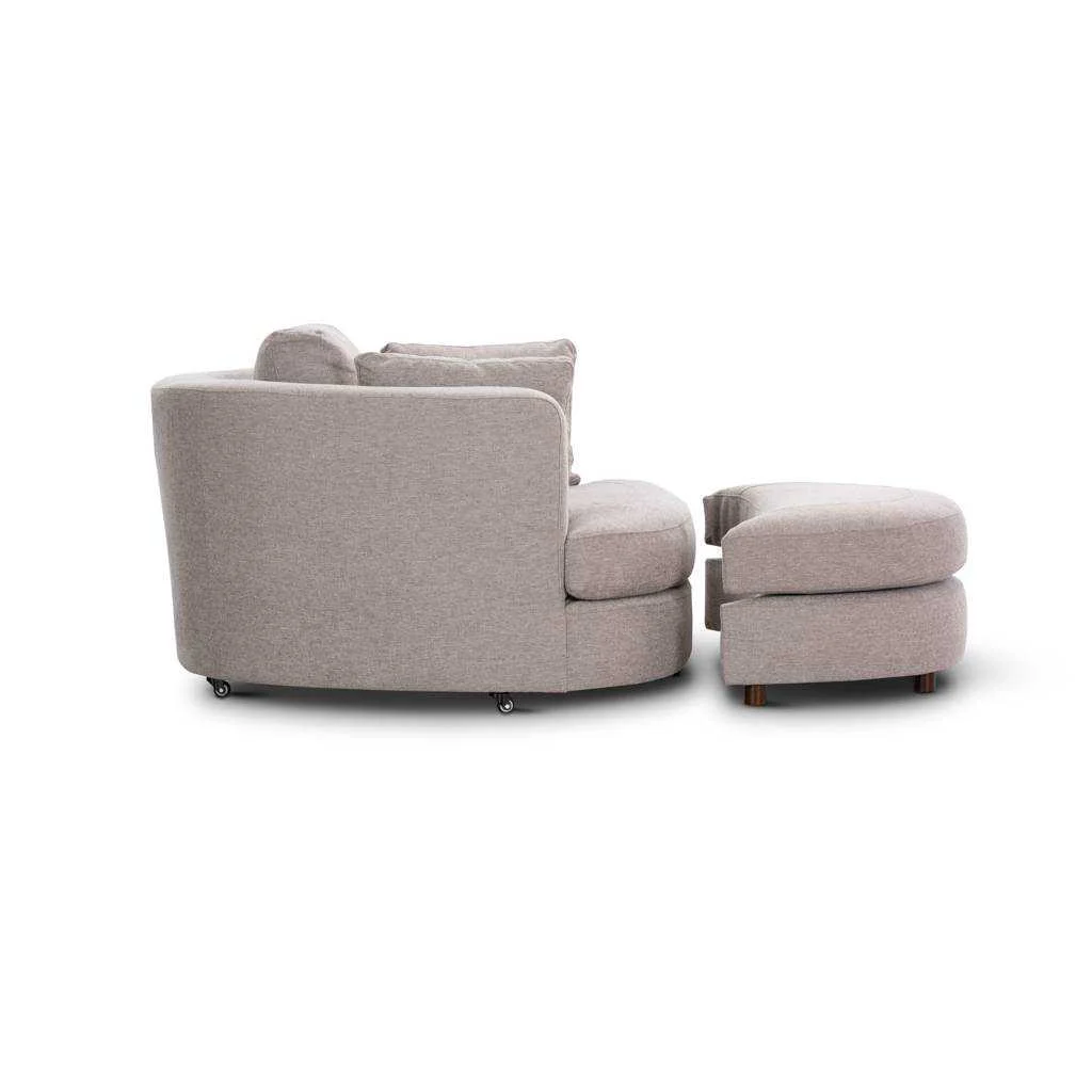 VI Orlando Fabric Upholstered Swivel Chair with Ottoman