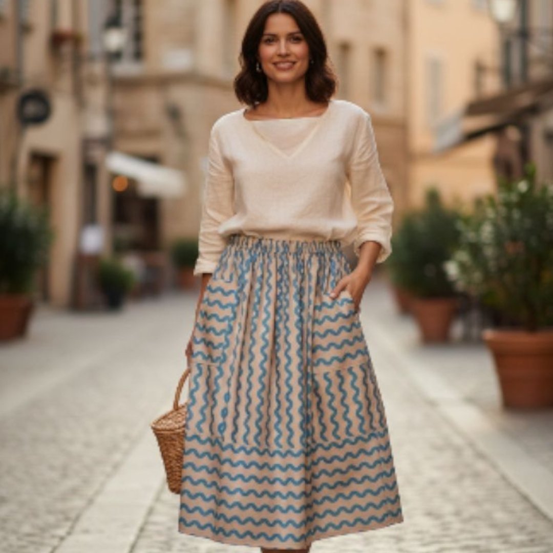 Miramara Designs - Organic Cotton Gathered Skirt – Waves