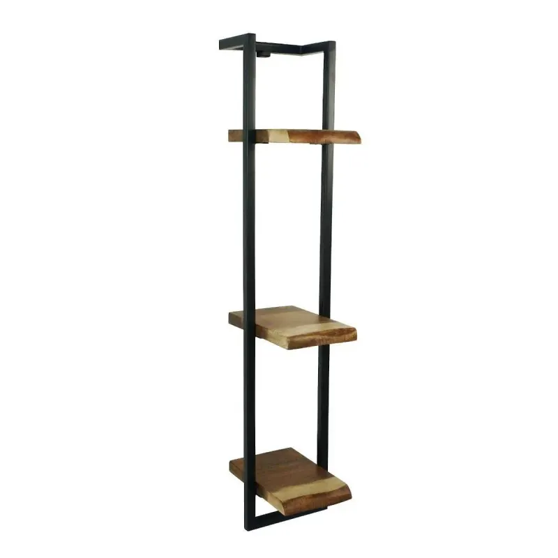 CR Live Edge Solid Timber Metal Frame 3 Tier Shelf