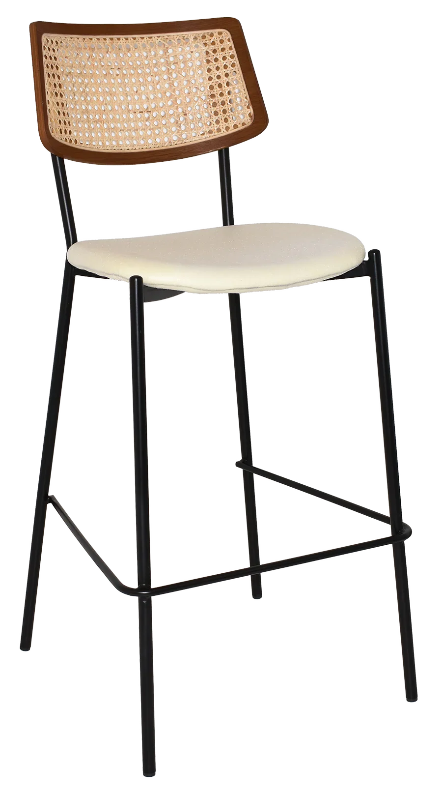EZ Texas Metal Leg Rattan Back Barstool - Light Walnut