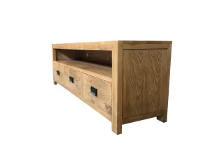 MF Solid Oak Timber 3-Drawer Entertainment Unit thumbnail 3