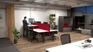 OL Studio Screen with Ducting for Agile Shared Desk – Splice Fabric with Black Frame thumbnail 2