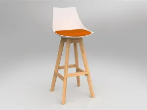 OL Luna Oak Timber Leg White Shell Barstool thumbnail 1