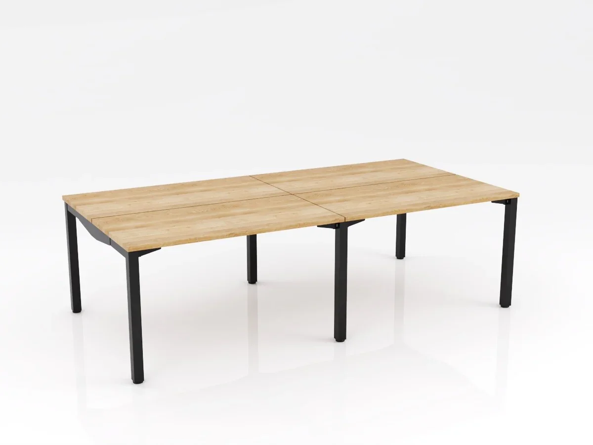 OL Axis Stretch 4 Person Double Sided Desk – Oak Top with Black Frame