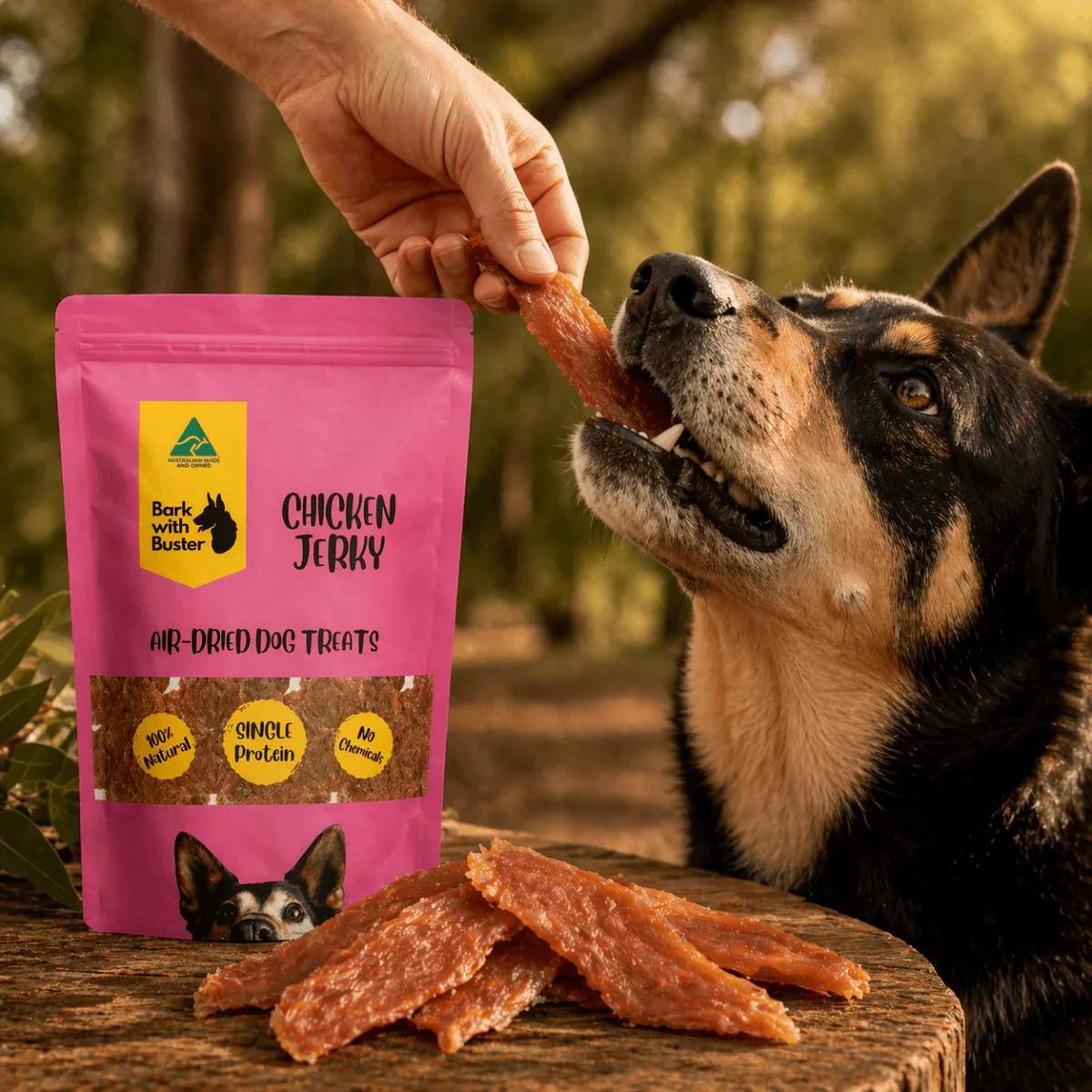 Bark with Buster Dog Treats Chicken Jerky — 200g