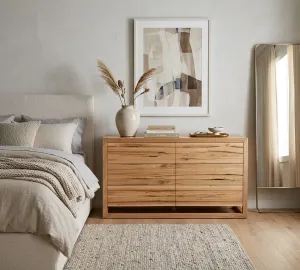 MD Bright Solid Timber 6 Drawer Low Chest of Drawers thumbnail 2