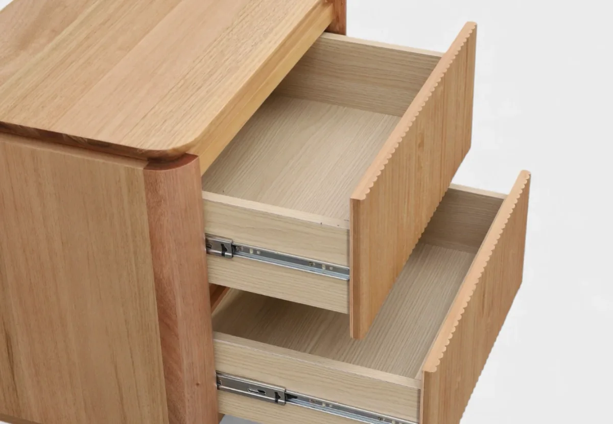 MD Prado Solid Timber 2 Drawer Bedside Table