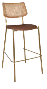 EZ Texas Metal Leg Rattan Back Barstool - Natural thumbnail 17