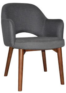 EZ Albury Solid Timber Walnut Stained Upholstered Hospitality Dining Armchair thumbnail 19