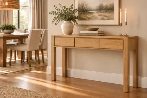 MD Moni Solid Timber 3 Drawer Console Table thumbnail 2